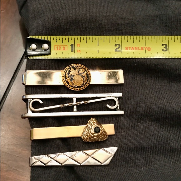 Vintage Set Of (4) Various Designs Tie Clips - Picture 10 of 10